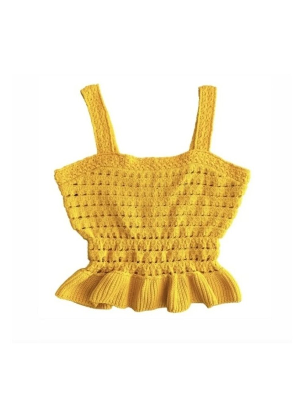 J. Crew Crochet Ruffle Tank Top Yellow Knit S